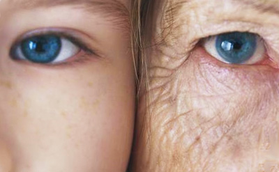 âge et évolution deux visages - 1 jeune - 1 vieux